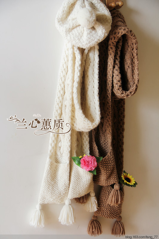 妖精的口袋~~~阿蘭花樣帶口袋長圍脖（蘭心蕙質2014） - 蘭心蕙質 - 蘭心蕙質藍云海