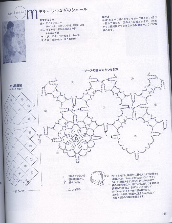 1451——清新——段染馬海毛拼花長圍巾 - ty - ty 的 編織博客