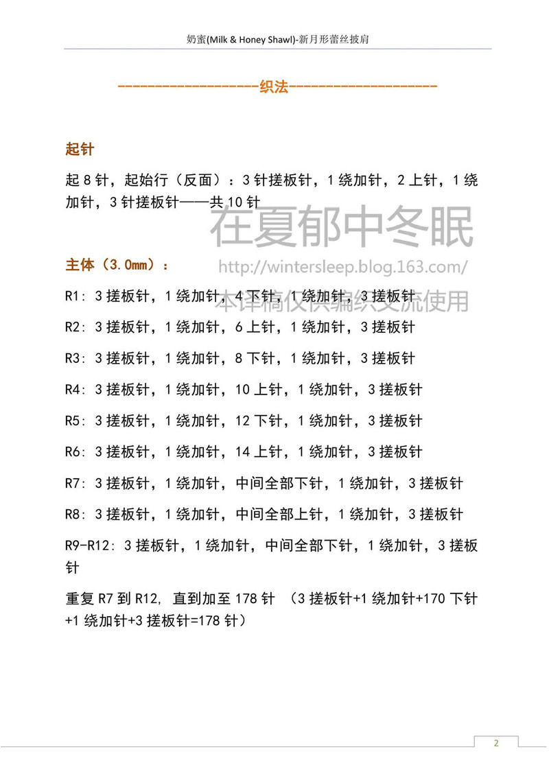 【譯】奶蜜披肩 (MilkHoney Shawl) —— 新月形蕾絲披肩 - 在夏郁中冬眠 - 〓 北緯①度★南洋小島 〓