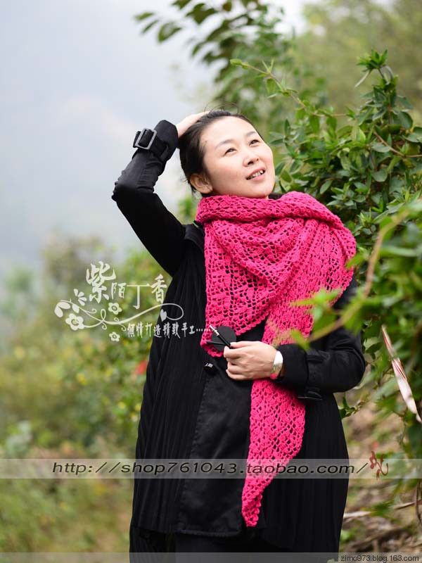 紫陌丁香新品－超大三角形梅花披肩 - 紫陌丁香 - 紫陌丁香手工坊