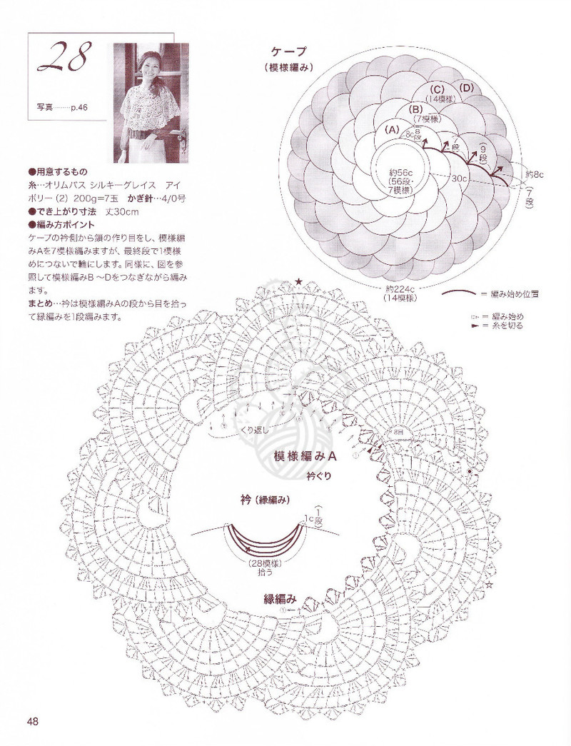 領圈式“扇形模樣”小披肩 （鉤針） - 水心云影 - 水心云影的博客