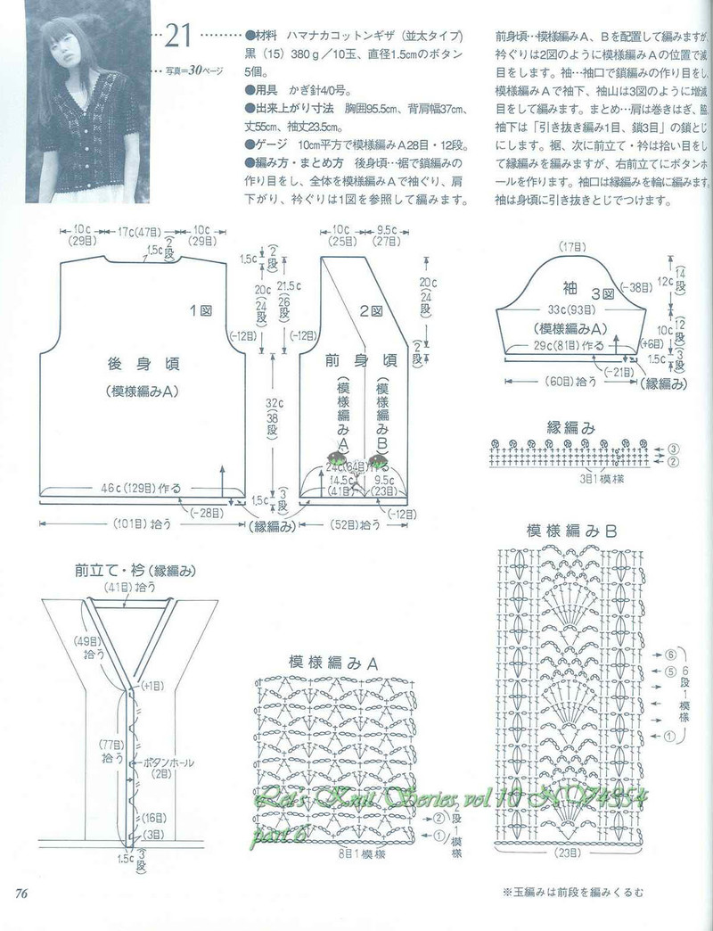 1420——醉花蔭——菠蘿邊簡潔開衫 - ty - ty 的 編織博客