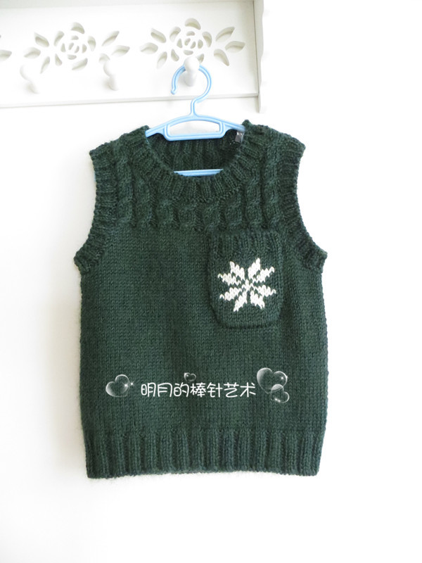 帥氣雪花口袋男孩背心（新手視頻） - 明月的棒針?biāo)囆g(shù) - 明月的棒針?biāo)囆g(shù)