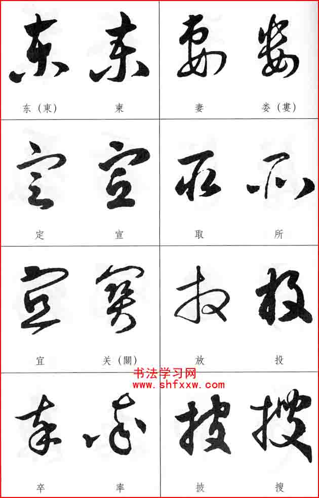 草書兩字形近識別大全（打印完整版）