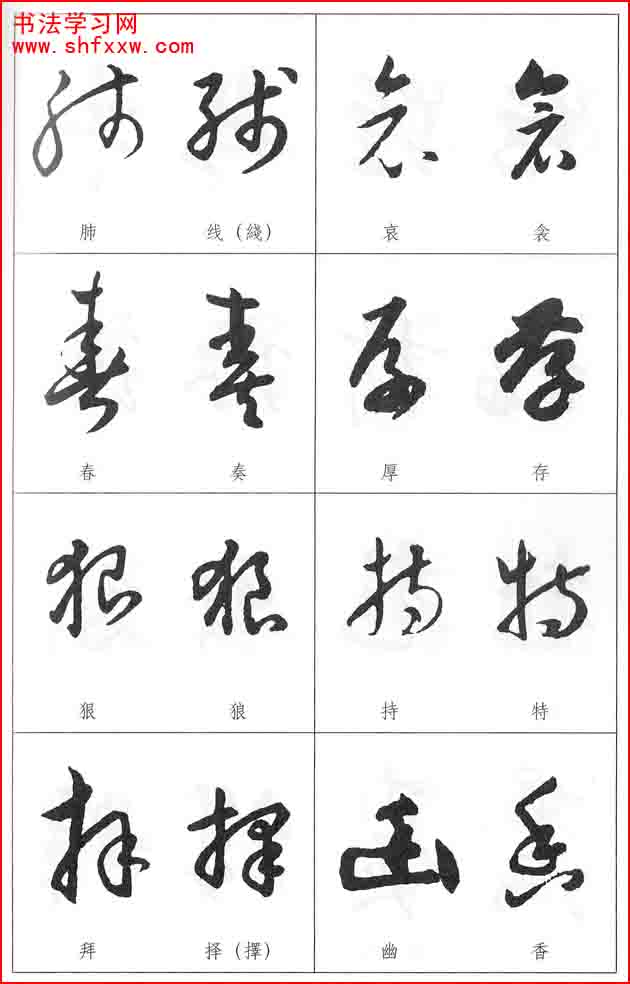 草書兩字形近識別大全（打印完整版）