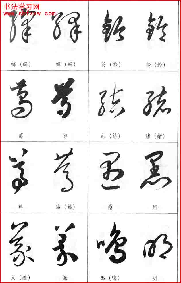 草書兩字形近識別大全（打印完整版）