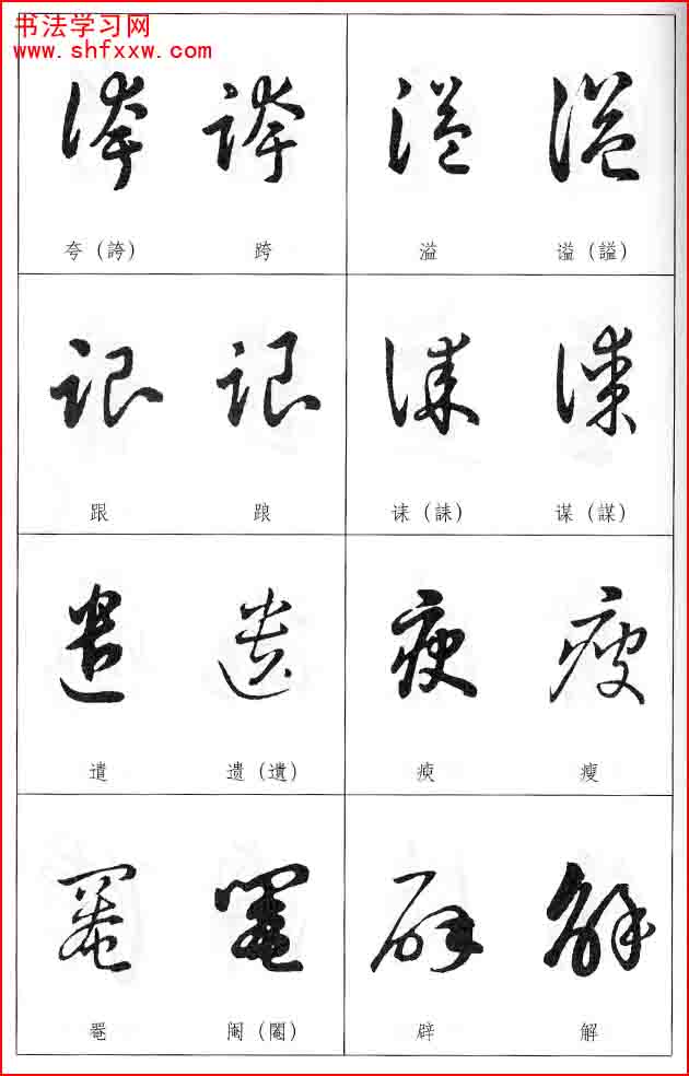 草書兩字形近識別大全（打印完整版）