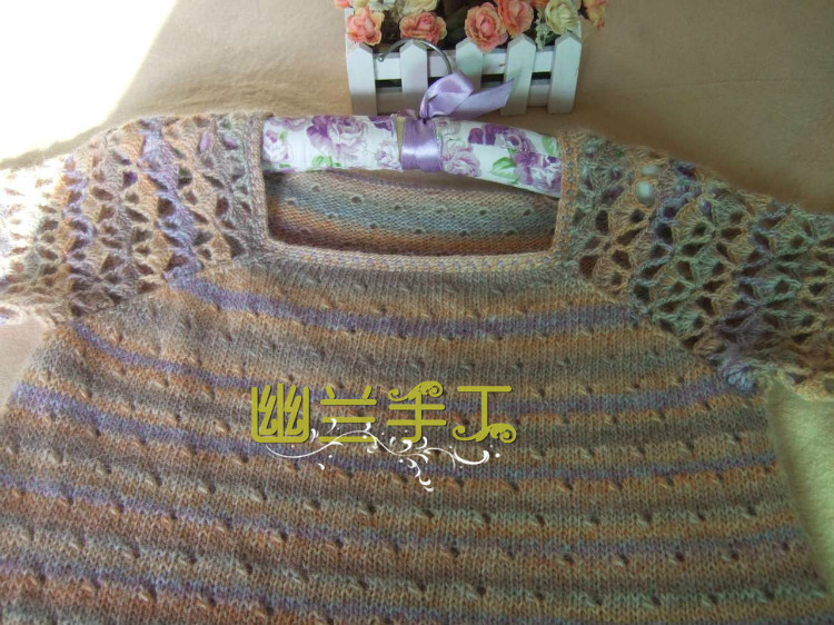 彩蝶～～～朝霞2號鉤織結(jié)合短袖衫 - 空谷幽蘭 - 指間的溫柔