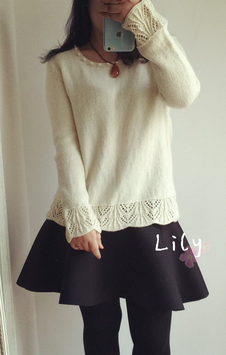 【Lily手工】--暮雪--牦牛絨花邊套衫 - Lily - Lily的手工編織天地