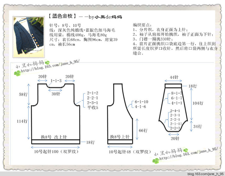 藍色金枝——休閑開衫【小黑媽媽201613】 - 小黑的媽媽（忘憂草） - 東籬小筑