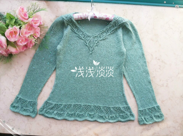 秋熠---亮片花邊女式長(zhǎng)袖 - 淺淺淡淡 - 淺 淺 淡 淡