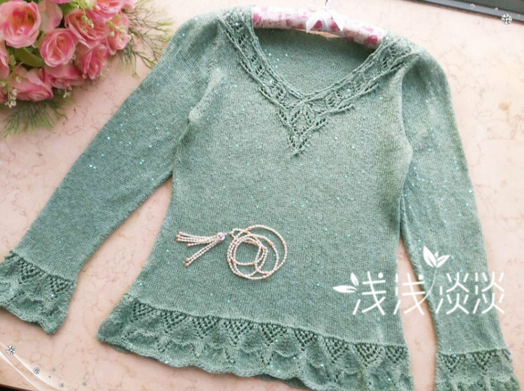 秋熠---亮片花邊女式長(zhǎng)袖 - 淺淺淡淡 - 淺 淺 淡 淡