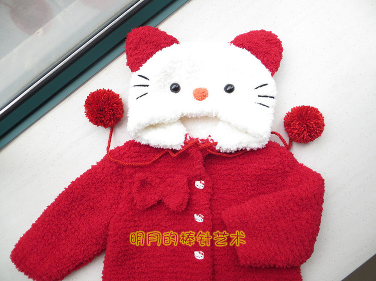 喜慶hello kitty貓絨絨大衣（視頻) - 明月的棒針?biāo)囆g(shù) - 明月的棒針?biāo)囆g(shù)