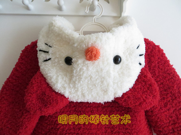 喜慶hello kitty貓絨絨大衣（視頻) - 明月的棒針?biāo)囆g(shù) - 明月的棒針?biāo)囆g(shù)