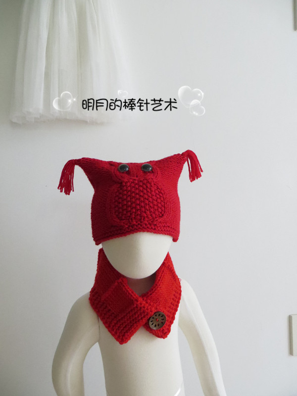 超萌中性貓頭鷹帽子+圍巾（零基礎(chǔ)視頻） - 明月的棒針?biāo)囆g(shù) - 明月的棒針?biāo)囆g(shù)