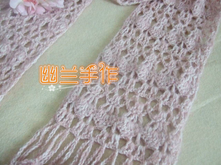 如煙～～～淡粉花朵流蘇小圍巾1507 - 空谷幽蘭 - 指間的溫柔