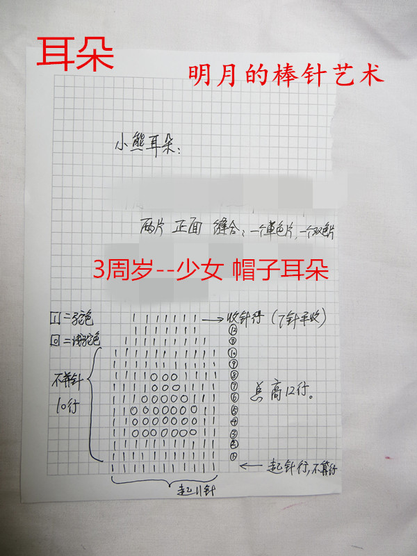 可愛小熊護耳帽（零基礎(chǔ)視頻） - 明月的棒針?biāo)囆g(shù) - 明月的棒針?biāo)囆g(shù)