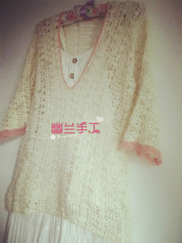 庭樹飛花～～七分袖拼色V領套衫12 - 空谷幽蘭 - 指間的溫柔