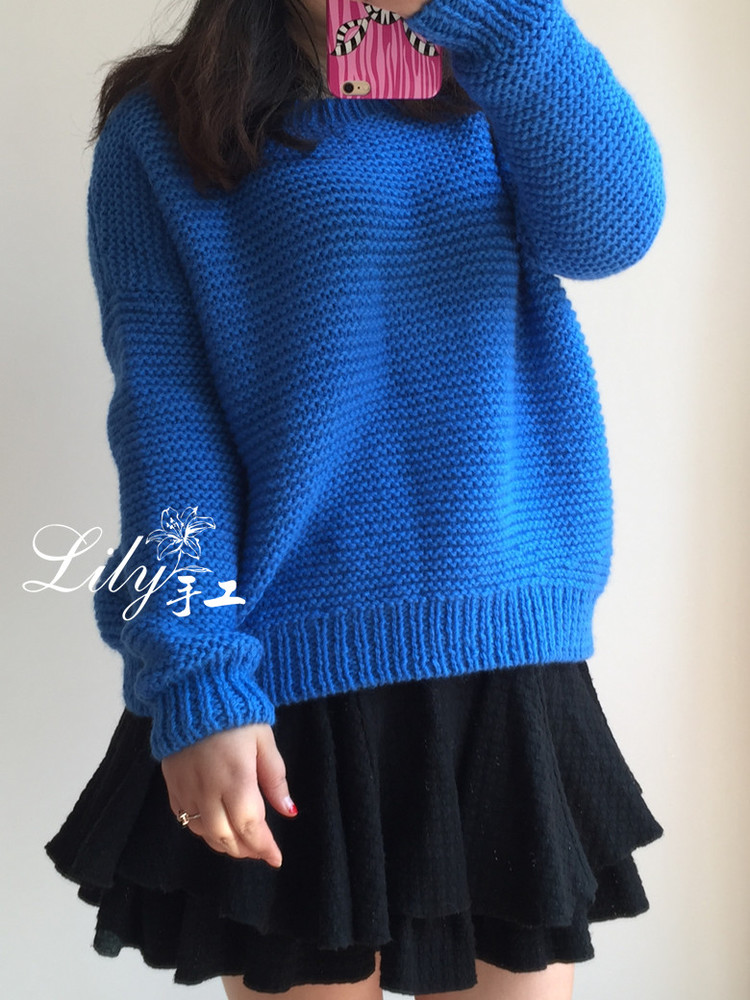 【Lily手工】--悠藍--休閑寬松的大毛衣 - Lily - Lily的手工編織天地
