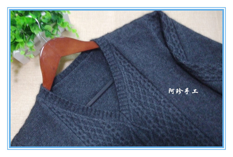 【阿珍手工】歲月—男式雞心領(lǐng)羊絨衫—九色鹿昆侖山羊絨 - 阿珍 - 阿珍手工編織