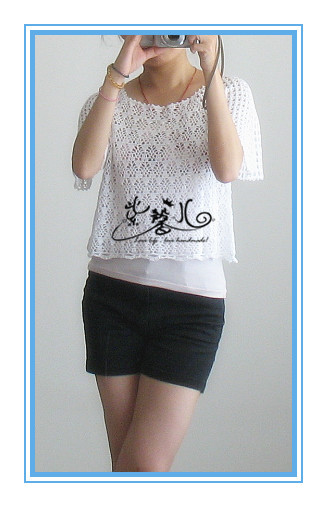 夏日的風(fēng)-白色蕾絲短款罩衫（2013.06.02完工） - 紫馨兒 - 紫色☆溫馨