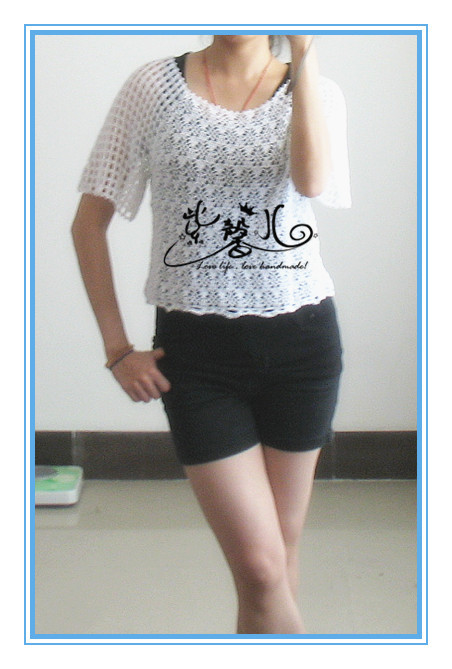 夏日的風(fēng)-白色蕾絲短款罩衫（2013.06.02完工） - 紫馨兒 - 紫色☆溫馨