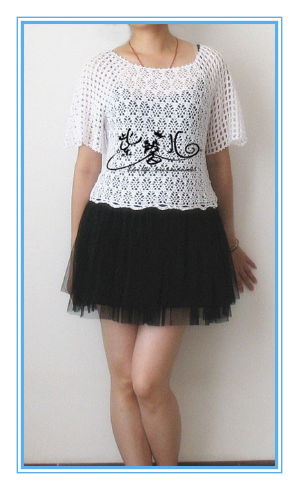 夏日的風(fēng)-白色蕾絲短款罩衫（2013.06.02完工） - 紫馨兒 - 紫色☆溫馨