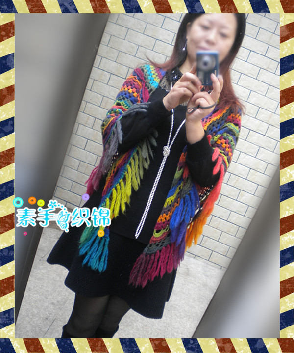 秋之斑斕-----彩虹羊毛版貴婦人披肩 - 素手織錦 - 素手織錦的博客
