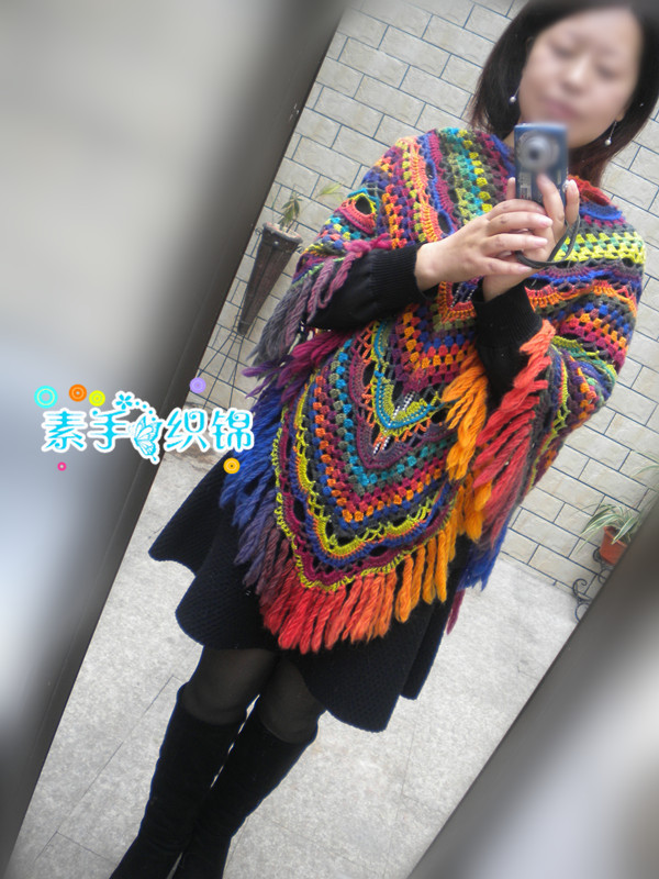 秋之斑斕-----彩虹羊毛版貴婦人披肩 - 素手織錦 - 素手織錦的博客