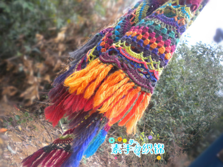 秋之斑斕-----彩虹羊毛版貴婦人披肩 - 素手織錦 - 素手織錦的博客