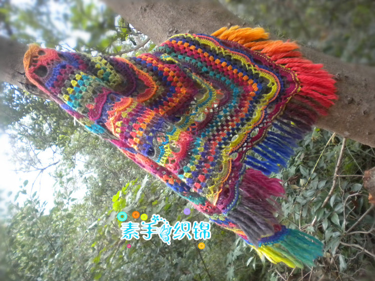 秋之斑斕-----彩虹羊毛版貴婦人披肩 - 素手織錦 - 素手織錦的博客
