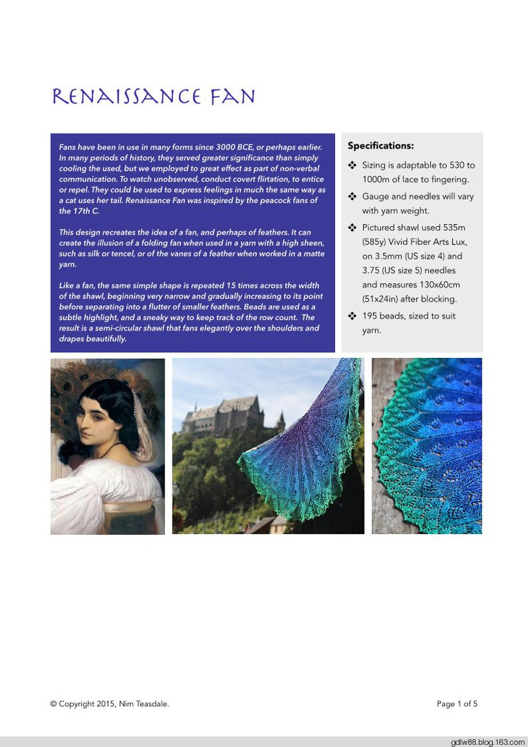 Renaissance Fan Shawl - 木棉花 - 雨茫茫，霧茫茫，盼望花開，花已落……