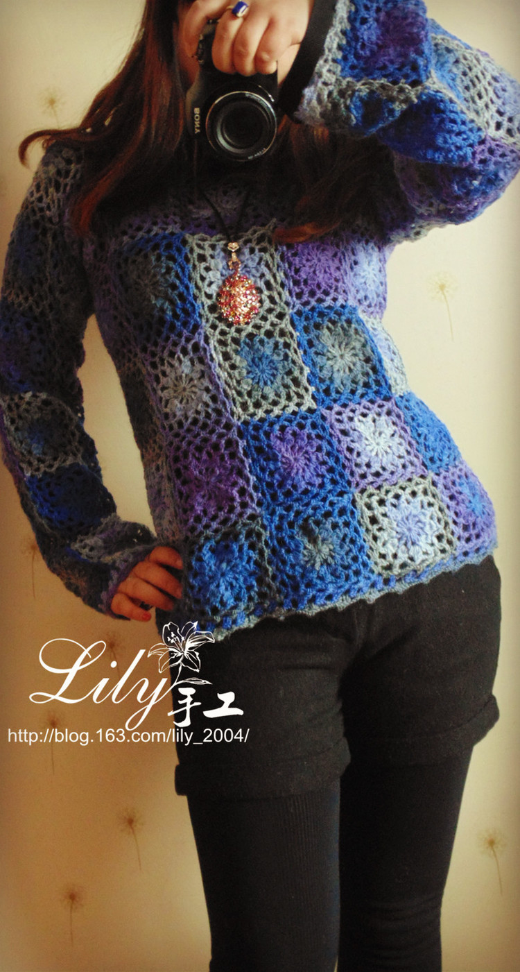 【Lily】---那時花開---彩虹羊毛拼花套衫 - Lily - Lily的手工編織天地