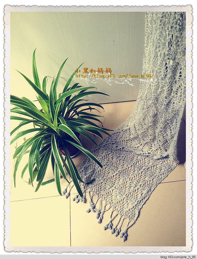 畫樓西畔——菠蘿花流蘇長圍巾/披肩【小黑媽媽201616】 - 小黑的媽媽（忘憂草） - 東籬小筑