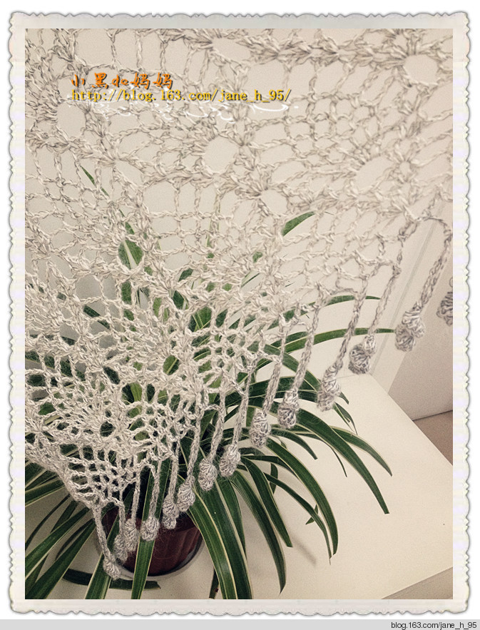 畫樓西畔——菠蘿花流蘇長圍巾/披肩【小黑媽媽201616】 - 小黑的媽媽（忘憂草） - 東籬小筑