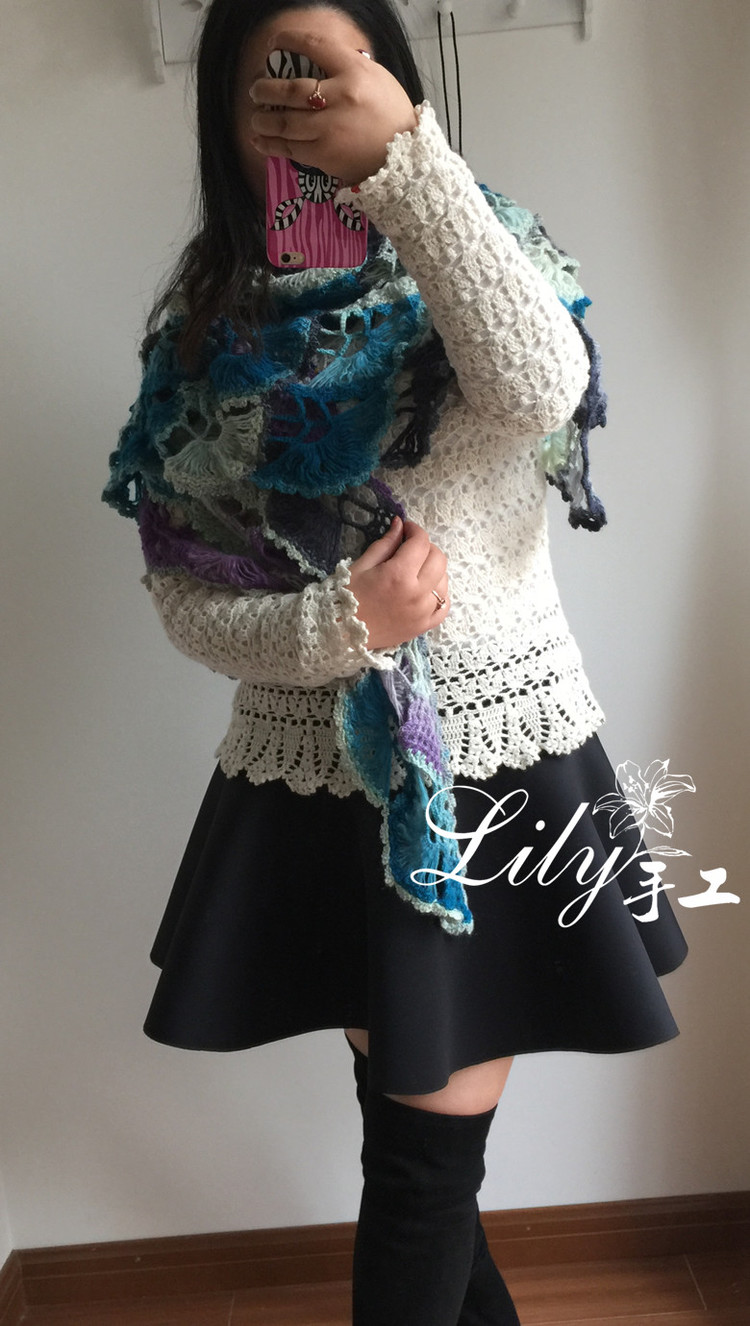 【Lily手工】--繁星--彩虹版合歡披肩 - Lily - Lily的手工編織天地