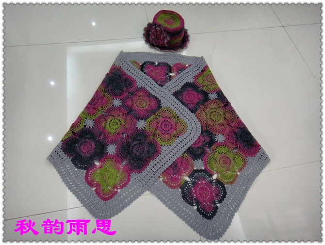 博友原創(chuàng)鏤空鉤花拼色拼花長披肩 - Alice  NancY 馨兒 - Alice  NancY  馨兒的博客