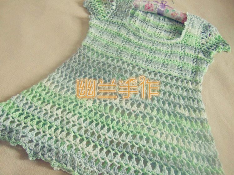 初夏の微風(fēng)～～～幸運星鉤織結(jié)合短袖裙衫19 - 空谷幽蘭 - 指間的溫柔