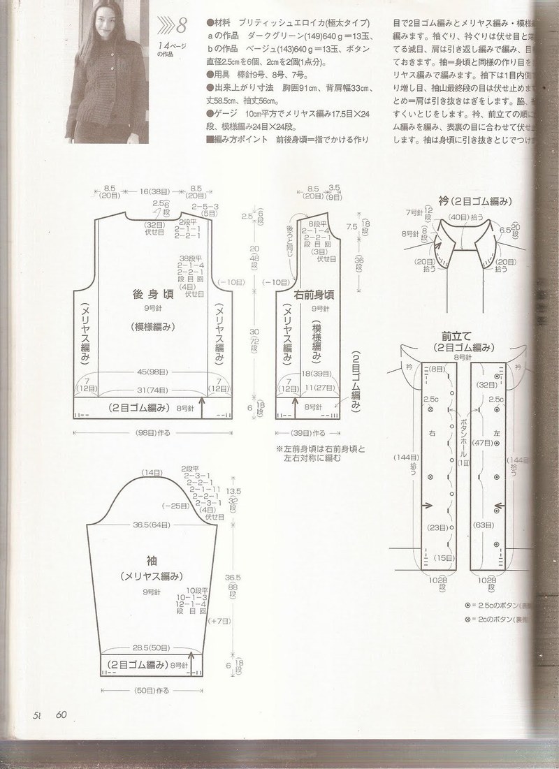 1412——復(fù)古綠——寬門襟春秋外套 - ty - ty 的 編織博客