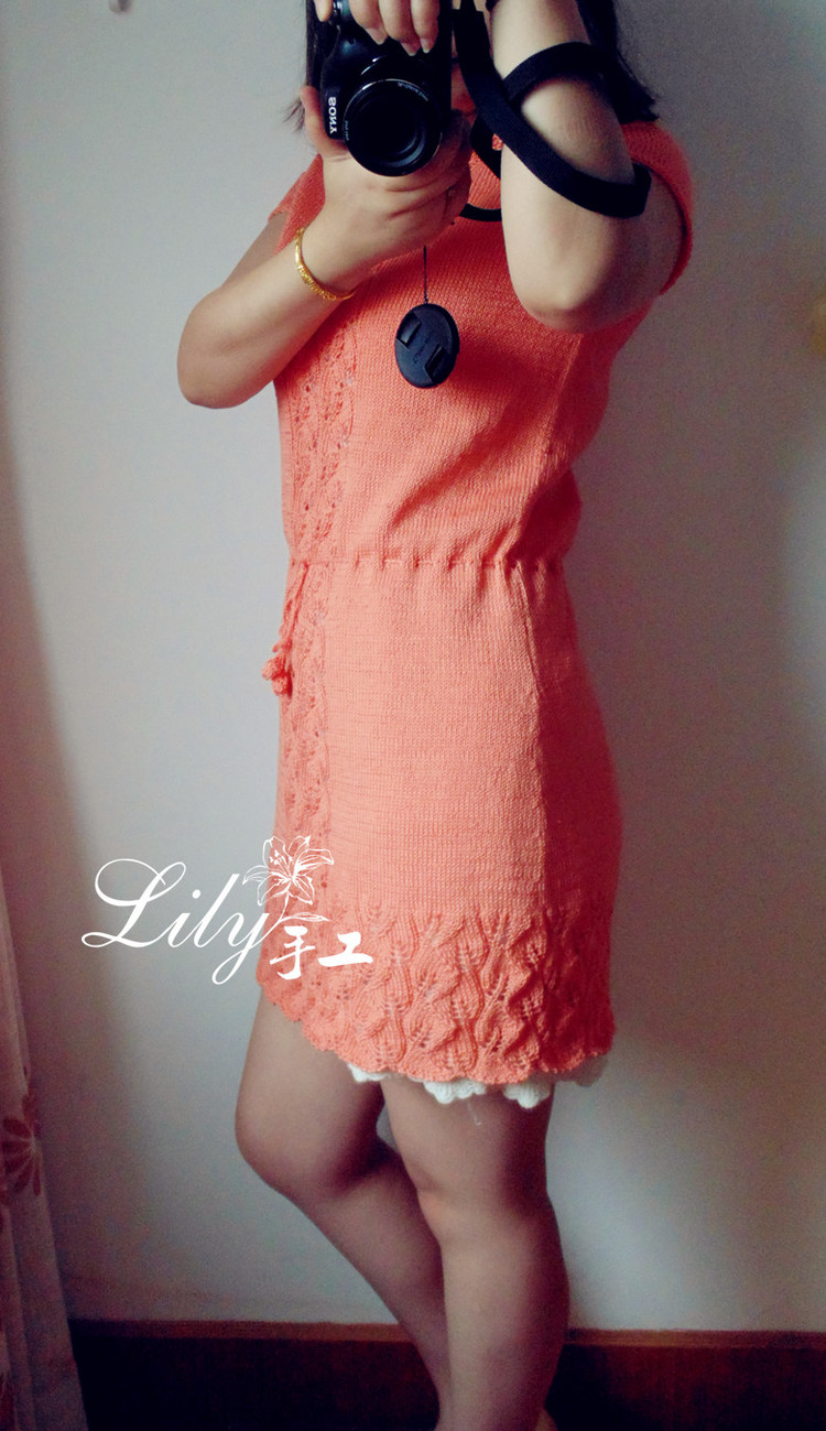 【Lily手工】--伊人--蕾絲棉短袖抽繩連衣裙 - Lily - Lily的手工編織天地