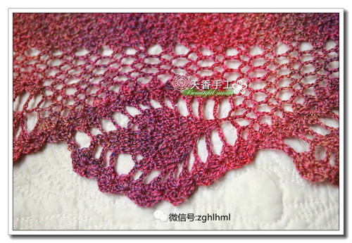 秋楓~~~毛蕾絲三角披肩---07 - 碧海---纏夢 - 天香手編工作室
