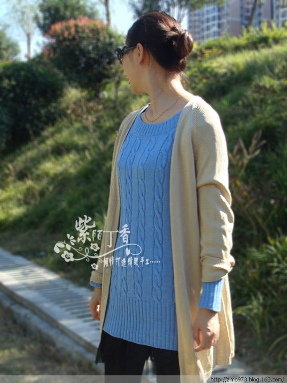 紫陌丁香作品－從下往上織的長(zhǎng)款復(fù)古麻花毛衣（有詳細(xì)過程圖） - 紫陌丁香 - 紫陌丁香手工坊