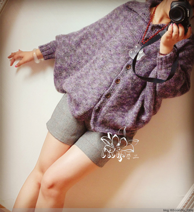 【Lily手工】-- 紫暮-- 歐編3斗篷式休閑開衫 - Lily - Lily的手工編織天地