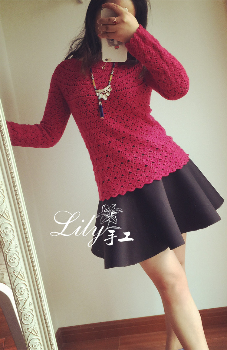 【Lily手工】--玫瑰--玫紅色經(jīng)典鉤衣 - Lily - Lily的手工編織天地