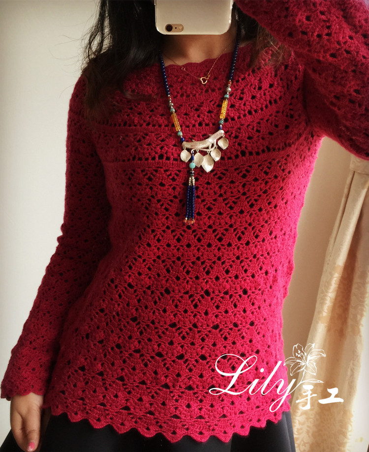 【Lily手工】--玫瑰--玫紅色經(jīng)典鉤衣 - Lily - Lily的手工編織天地