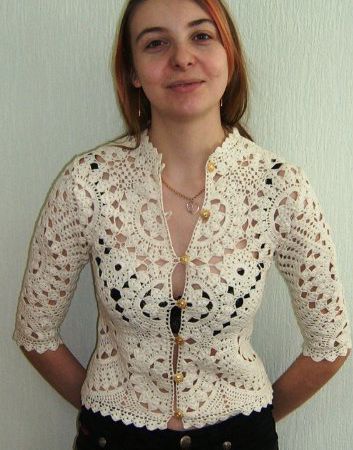 鉤針鉤起來(lái)--仿經(jīng)典唐裝 Crochted China Style Lace Top - Lucy - Lucys Corner