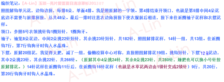 【A-Lin】玉琰--亮片愛蕾夏日清涼罩衫201507 - A-Lin林 - A-Lin的手工博客