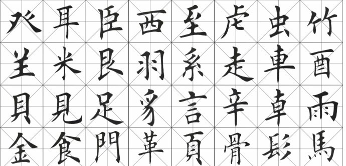 [轉載]田英章楷書基本筆畫和偏旁部首