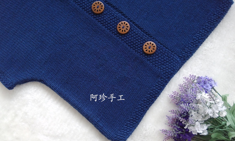 【阿珍手工】藍玫-馬甲外套—九色鹿9212美麗諾 - 阿珍 - 阿珍手工編織