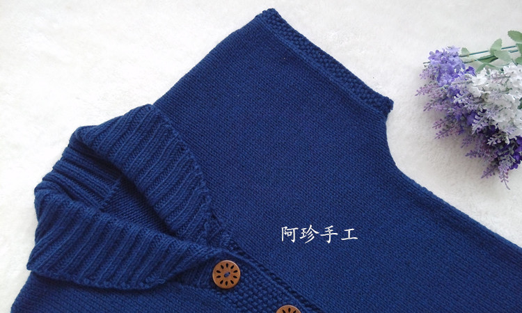 【阿珍手工】藍玫-馬甲外套—九色鹿9212美麗諾 - 阿珍 - 阿珍手工編織